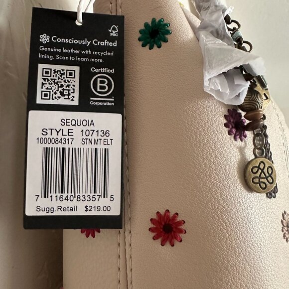 The Sak Sequoia Leather Hobo Bag Cream Embroidered Flowers Floral Purse - Picture 5 of 11